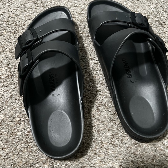 Birkenstocks Black Double Buckle Slide Sandals Unisex W 8 8.5 M 6 6.5 - Picture 5 of 13